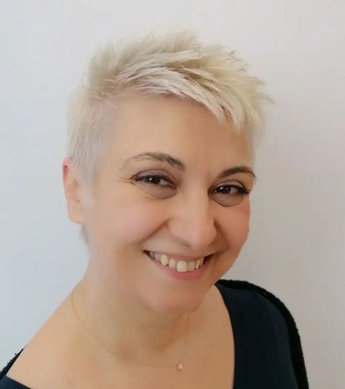 Tapered Platinum Blonde Pixie for Thin Hair and Round Face