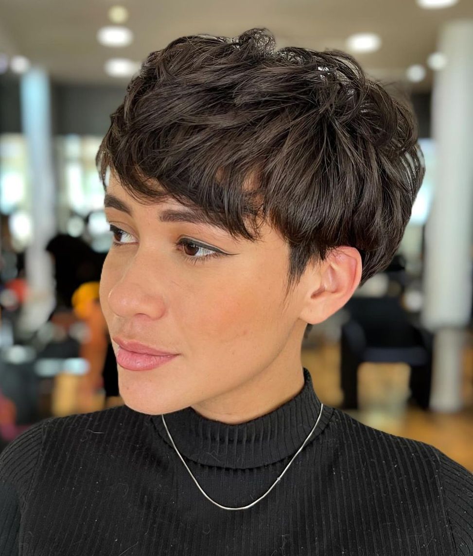 Textured Layers on Short Thick Brown Hair