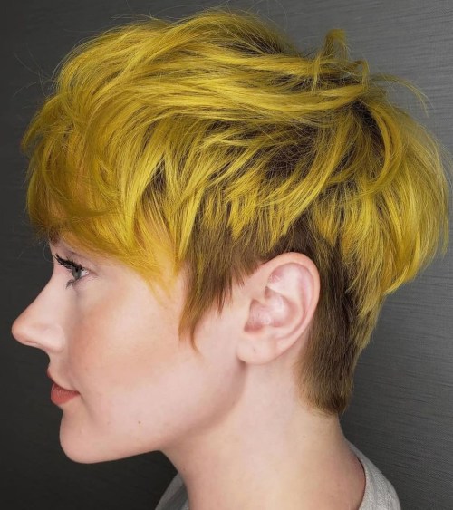 Textured Pixie Colored Mustard Yellow