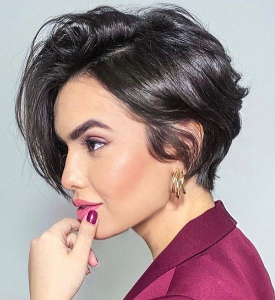 Voluminous A Line Pixie for Thick Hair