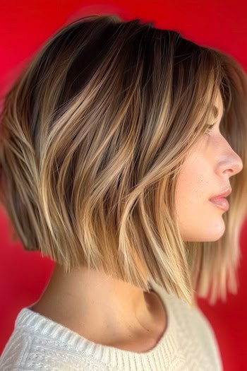 Angled Blunt Bob Hairstyle For Thin Hair.