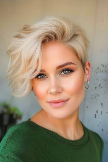 Asymmetrical Wavy Pixie Short Hairstyle.