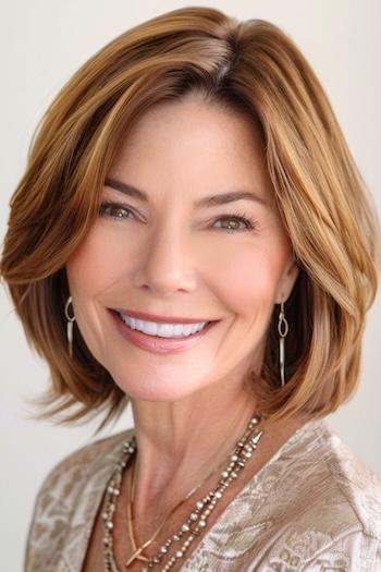 Bob With Subtle Layers Hairstyle on a smiling woman with brown hair.