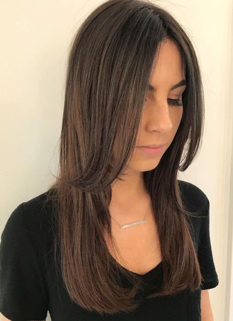 Centre-Parted Layered Cut For Long Hair