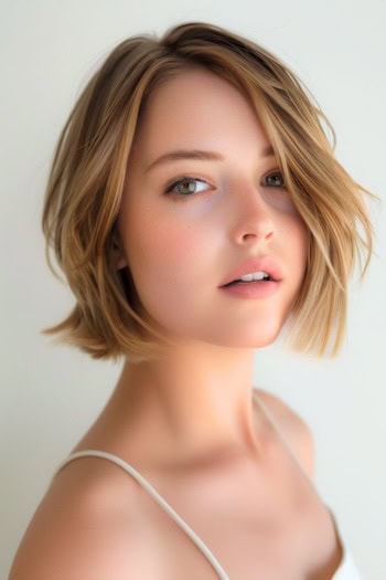 Chin Length Bob With Textured Ends Hairstyle For Thin Hair.