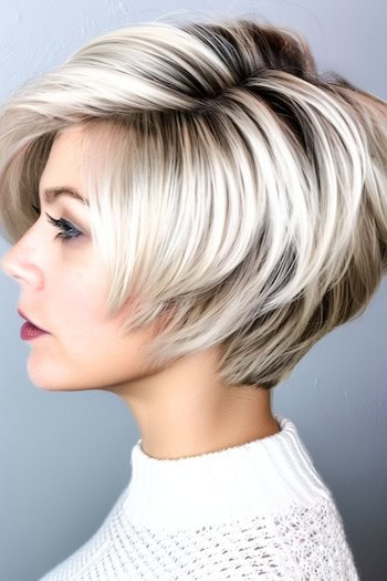 Choppy Highlighted Pixie Bob Short Hairstyle.