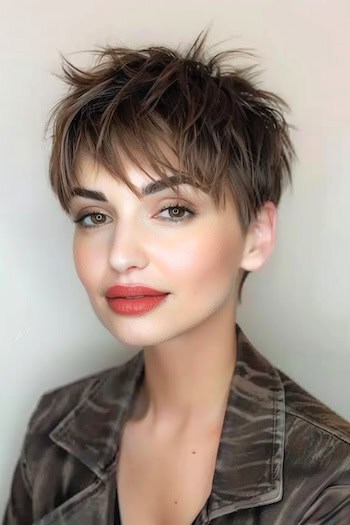 Choppy Textured Pixie Hairstyle For Thin Hair.