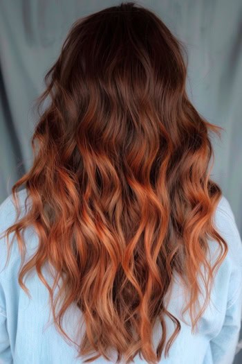 Copper Highlights on Long Brown Waves.