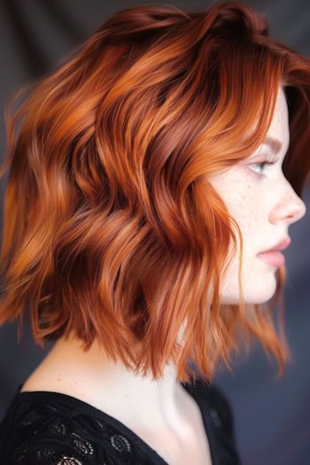 Copper Waves Medium-length Hairstyle.