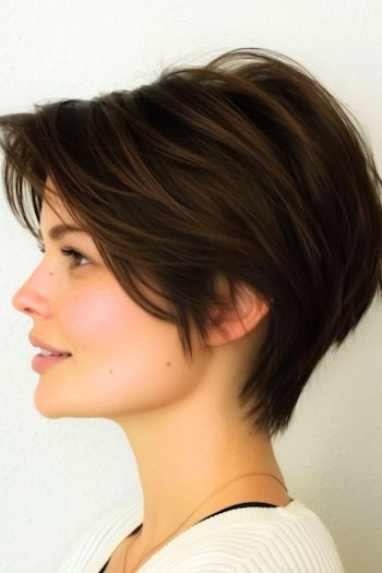 Cropped Rounded Layers Short Hairstyle For Thick Hair.