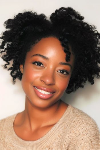 Cropped Springy Coils Short Hairstyle For Thick Hair.