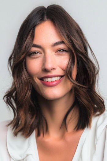 Curled Waves Medium-length Hairstyle.