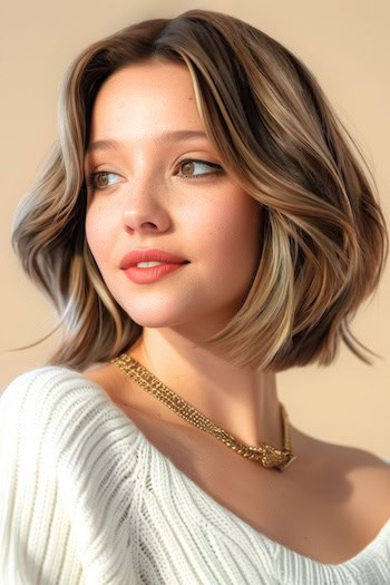 Face Framing Bob Short Hairstyle For Thick Hair.