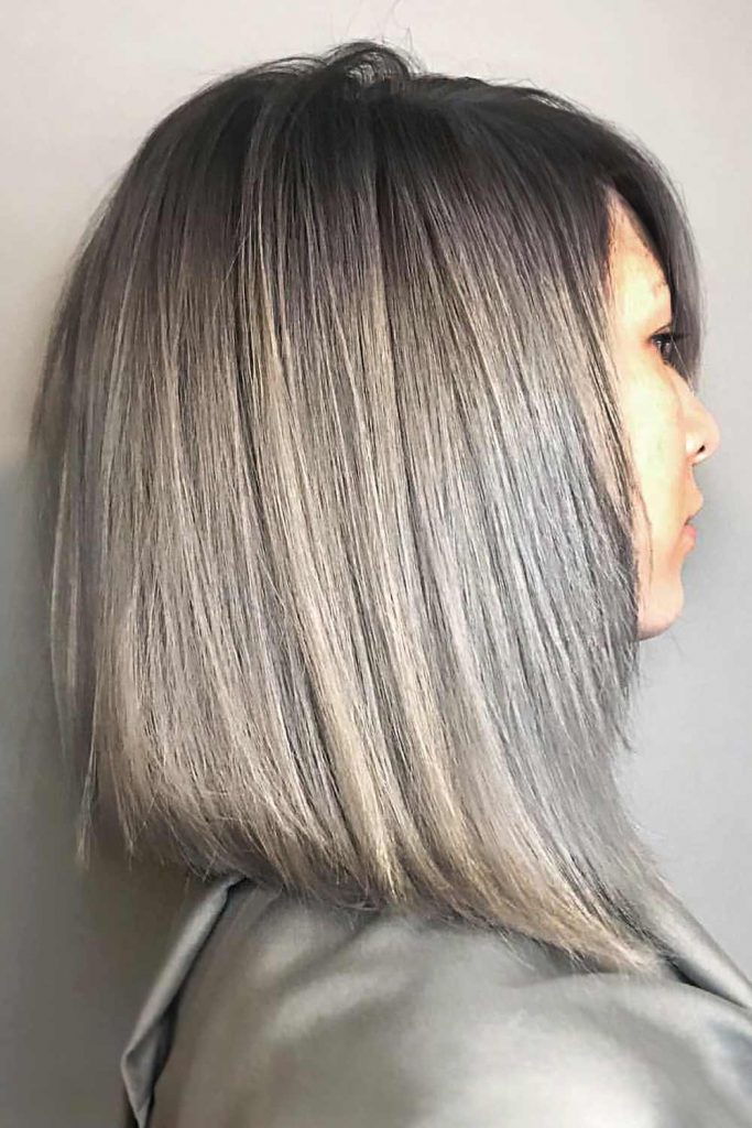 Grey Long Bob Hair #shortgreyhair #shorthairstyles #greyhairstyles