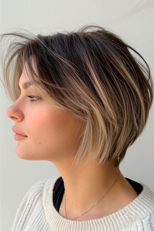 Highlighted Pixie Bob cut.