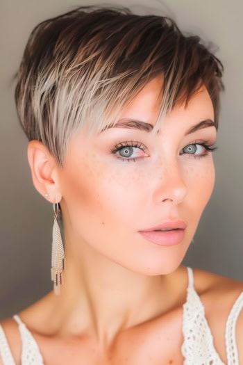 Highlighted Pixie Hairstyle For Thin Hair.