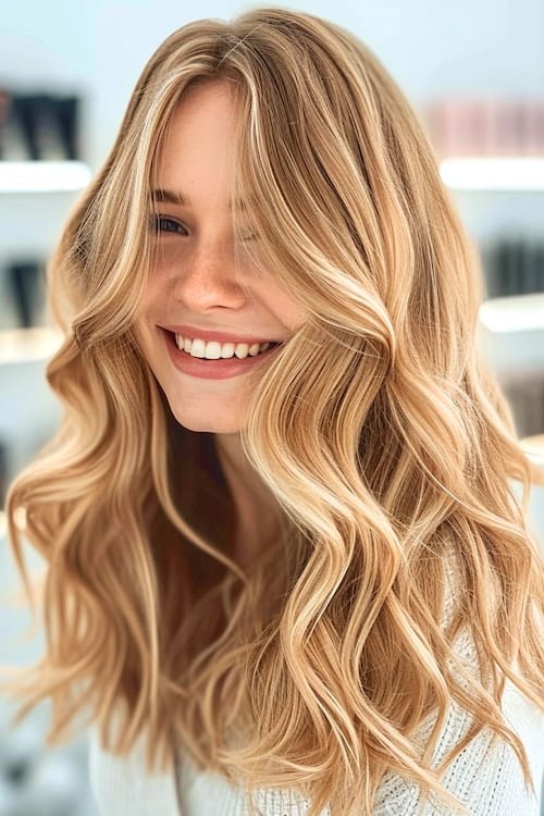 Honey blond waves.