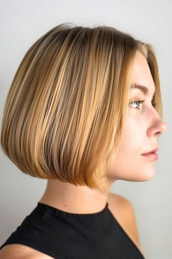 Honey Blonde Bob Short Hairstyle.