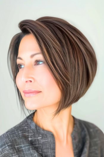 Inverted Bob Hairstyle For Women Over 40.