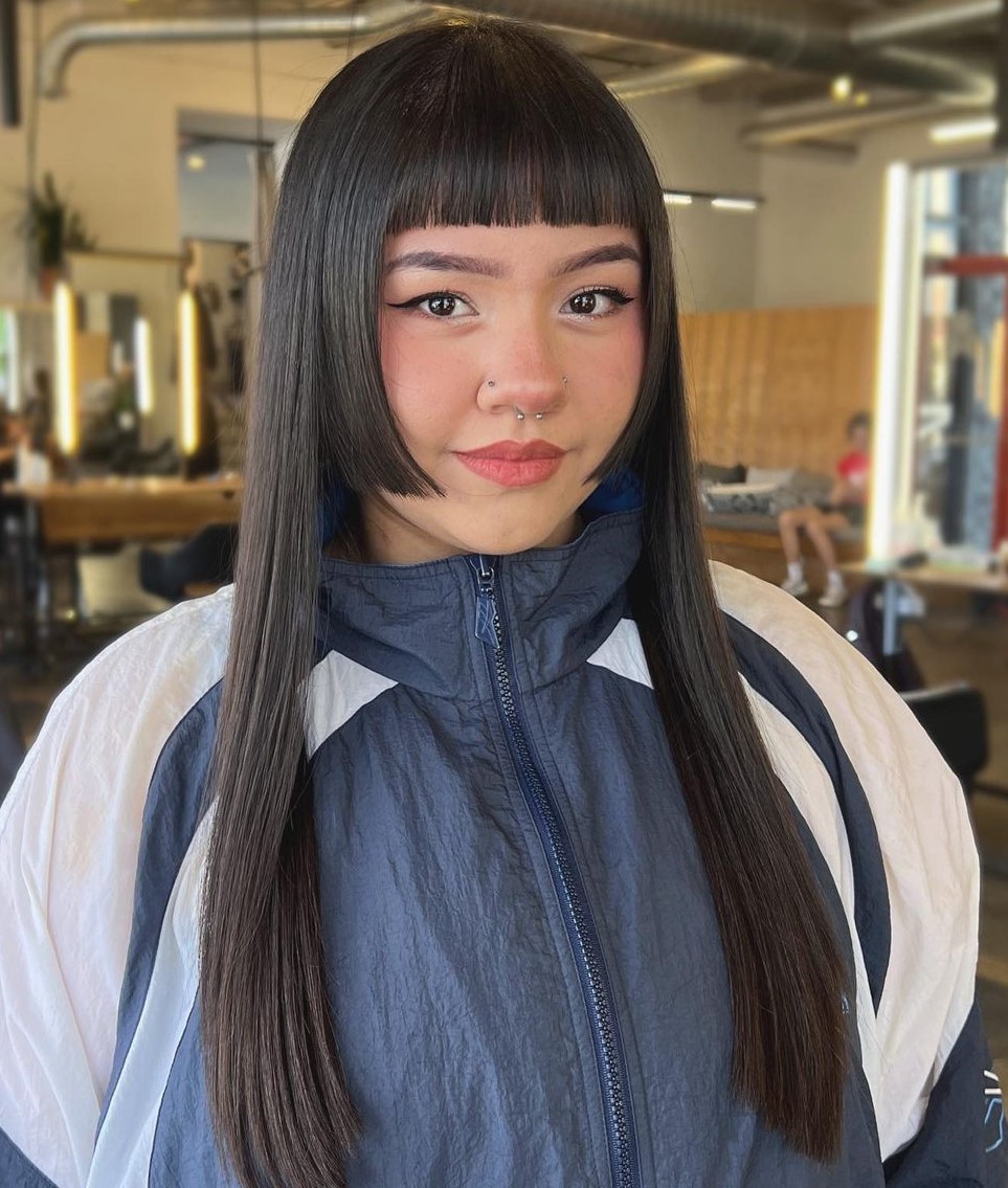 Jellyfish Cut with Razor Sharp Blunt Fringe for Long Hair