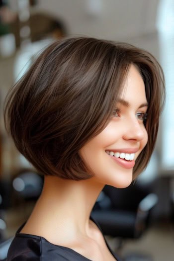 Layered Bob Short Hairstyle For Thick Hair.