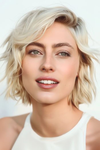 Layered Choppy Bob with Side Part Short Hairstyle.