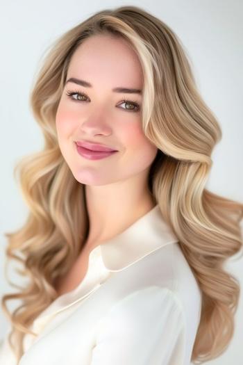 Old Hollywood Waves Hairstyle on a smiling woman with long blonde hair.