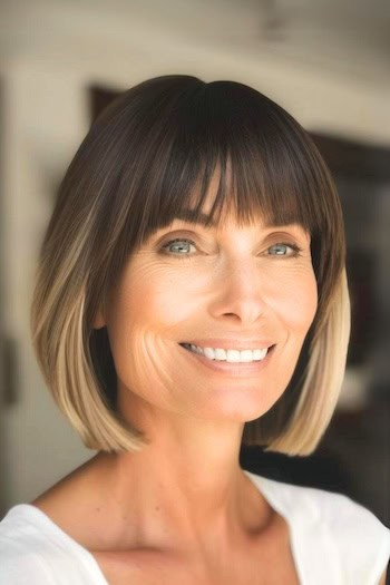 Ombre Bob Hairstyle For Women Over 40.