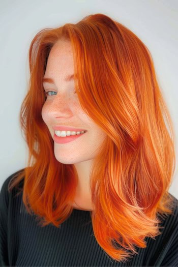 Orange Copper Lob (Long Bob).