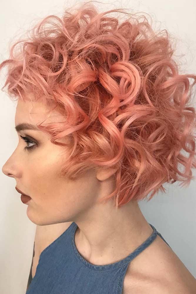 Peach Volume Curls #shortcurlyhairstyles #curlyhairstyles #shorthair #hairstyles