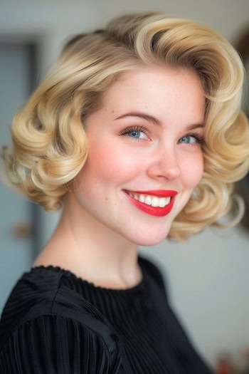 Retro-Inspired Finger Waves Short Hairstyle.