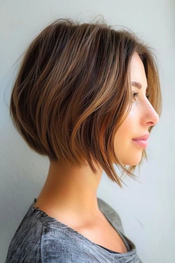 Rounded Aline Bob Hairstyle For Thin Hair.