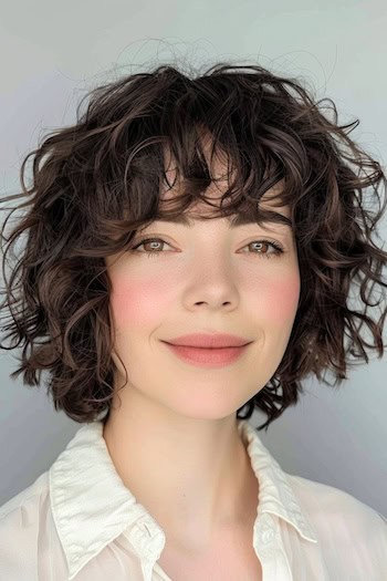 Shaggy Layered Curls Short Hairstyle.