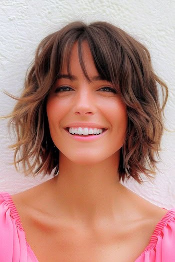 Shaggy Layers With Fringe Short Hairstyle.