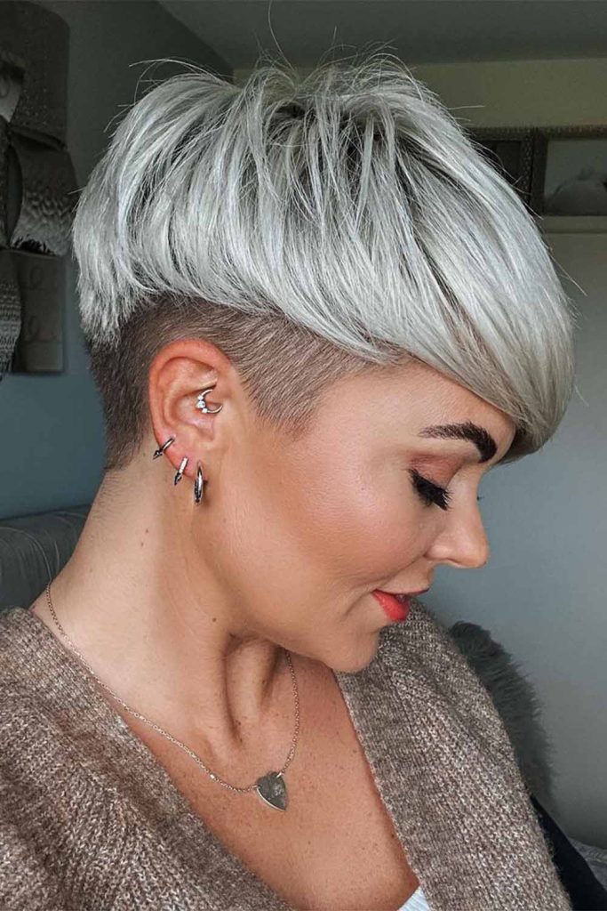 Short Silver Pixie with Undercut