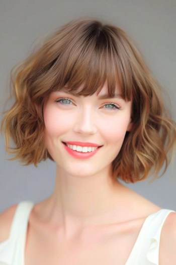 Short Waves With Full Fringe Short Hairstyle.