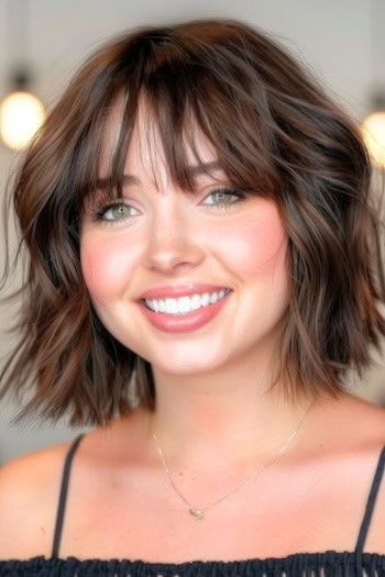 Short Waves With See-Through Bangs Short Hairstyle.