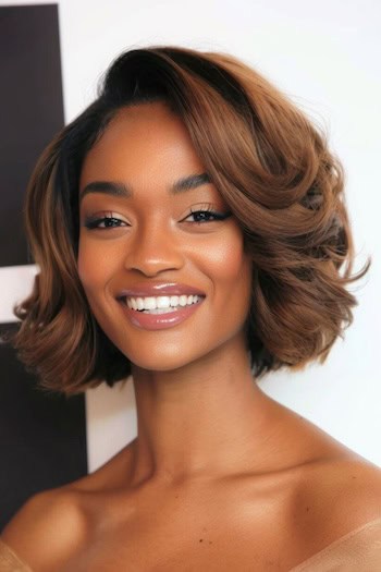 Side-Parted Retro Bob Short Hairstyle For Thick Hair.