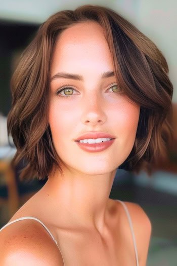 Soft Wavy Bob Short Hairstyle.