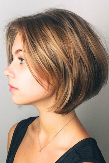 Stacked Bob Short Hairstyle For Thick Hair.