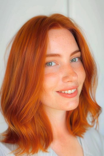 Tangerine Copper Wavy Lob.