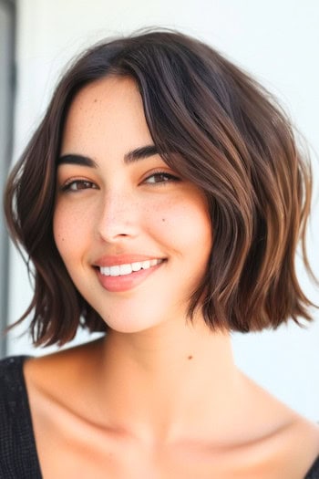 Textured Bob With Muted Highlights Short Hairstyle.