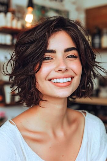 Textured Cropped Waves Short Hairstyle.