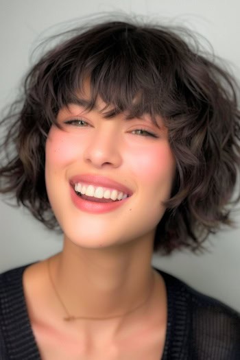 Tousled Wavy Bob Short Hairstyle.