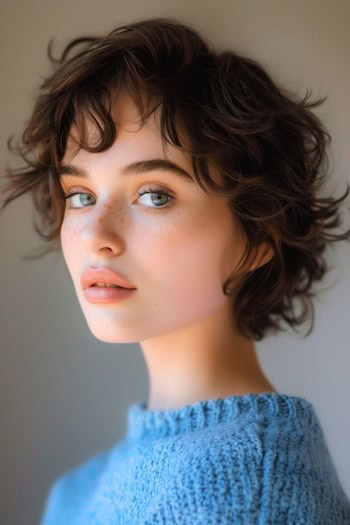 Tousled Wavy Layers Short Hairstyle.