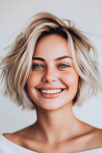 Voluminous Choppy Bob Short Hairstyle.