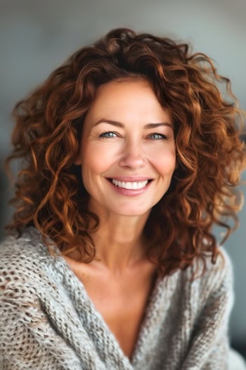 Voluminous Shoulder-Length Curls Haircut.