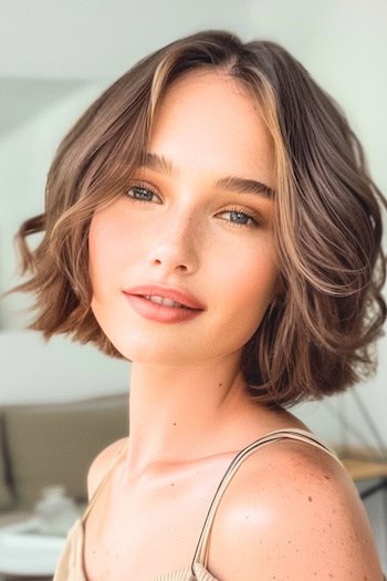 Wavy Bob for Fine Hair Short Hairstyle.