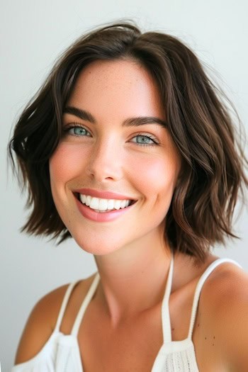 Wavy Layered Bob Short Hairstyle.