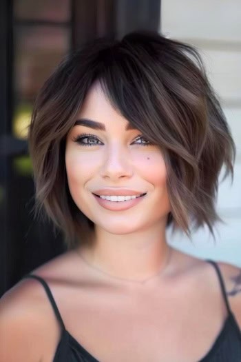 Wispy Brown Shag Short Hairstyle.